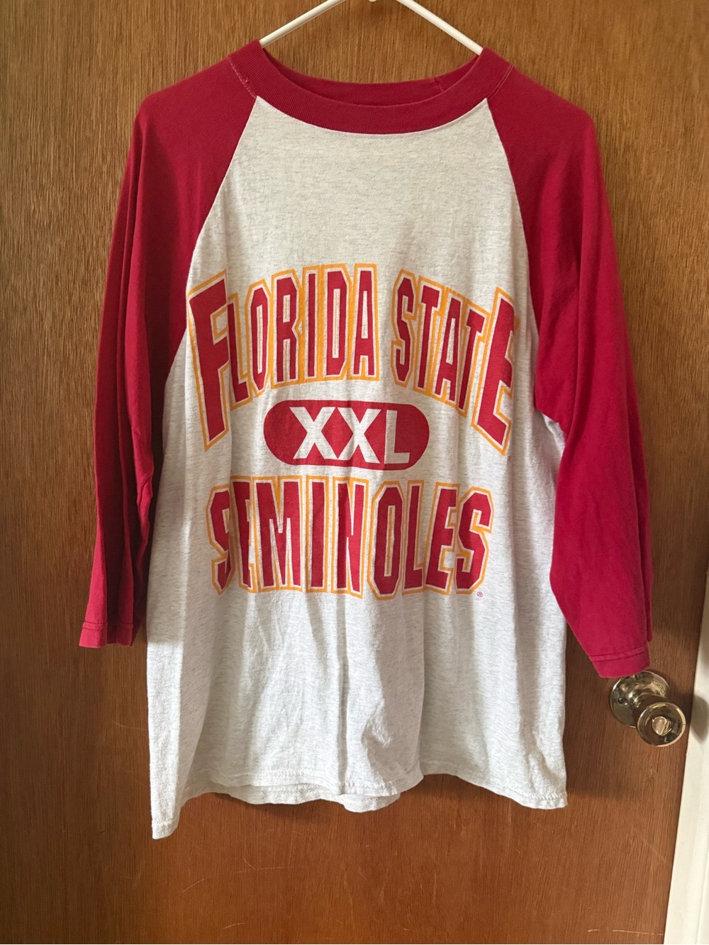 1980s/90s Logo Athletic Florida State Ringer Tee - White & Red
